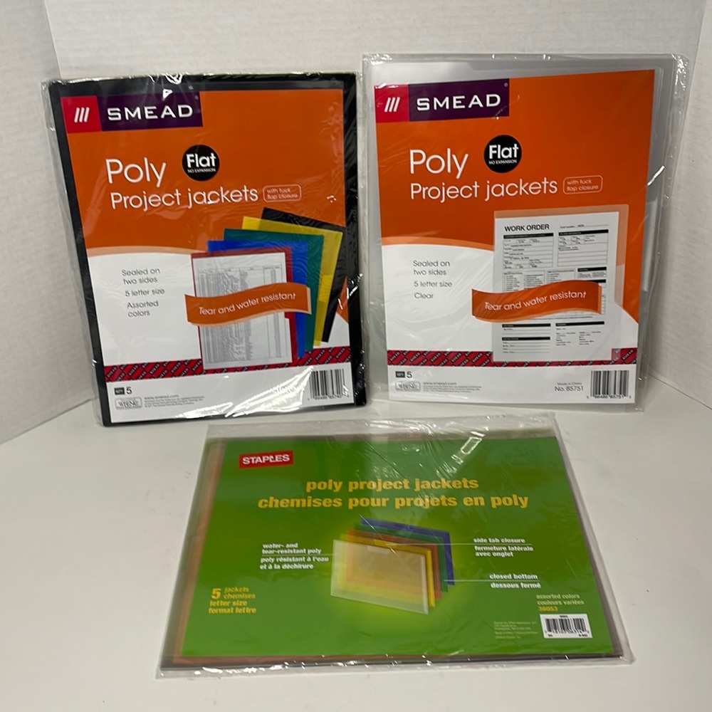 Poly Project Letter Size Multicolor Multipack Bundle of 90 Folder Jackets